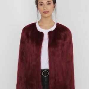 Unreal Fur Australia Burgundy Coat Size Small